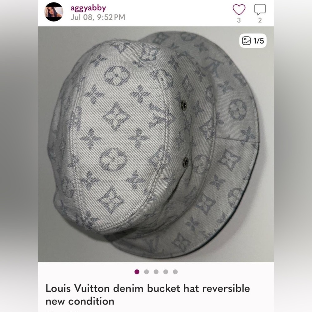Louis Vuitton denim bucket Monogram Hat- reversible new condition